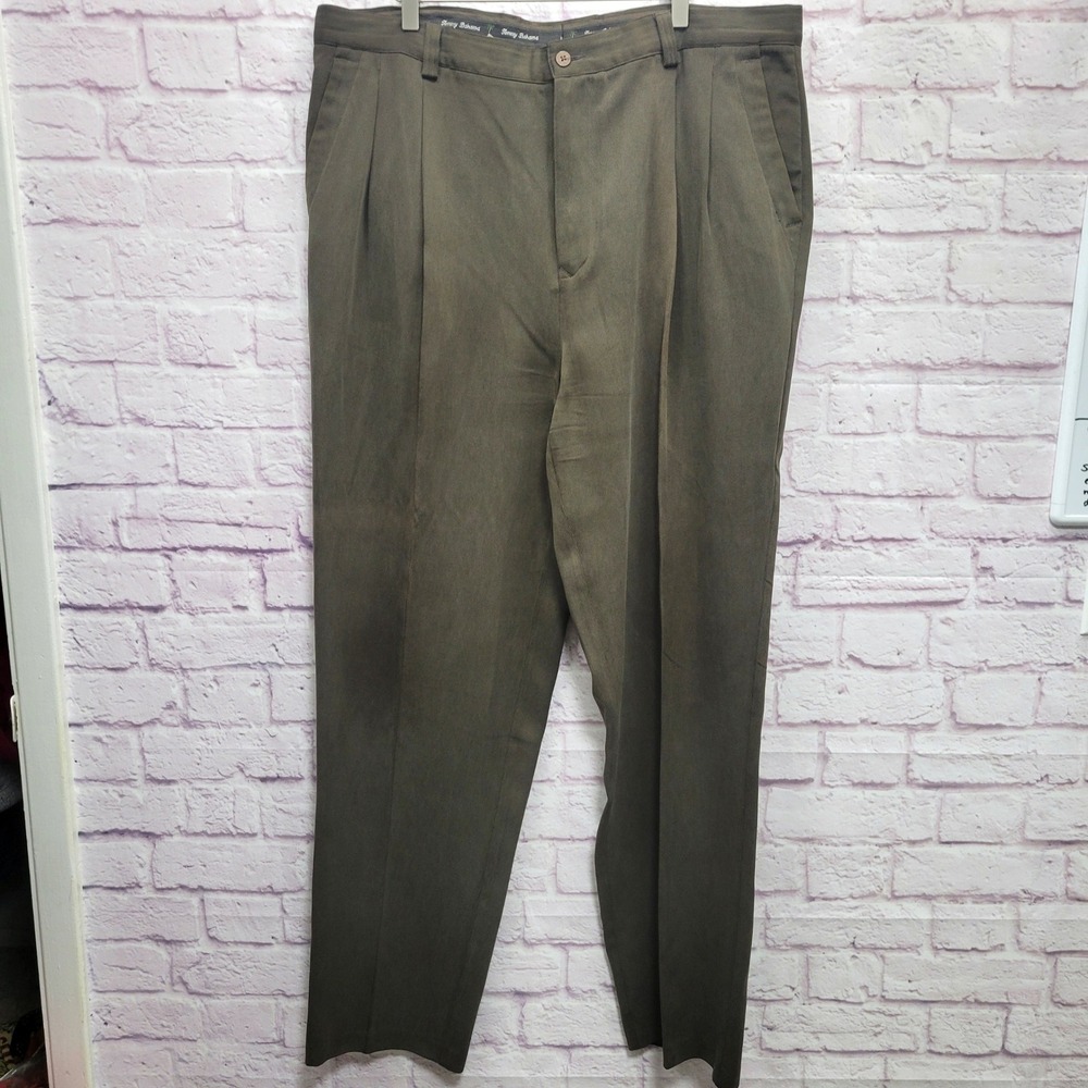 Tommy Bahama Silk Blend Pleated Dress Pants 40x34 Brown Classic Old Money‎ Golf